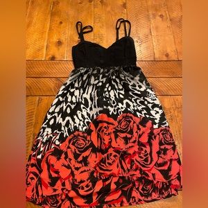 Rose and Black Dress